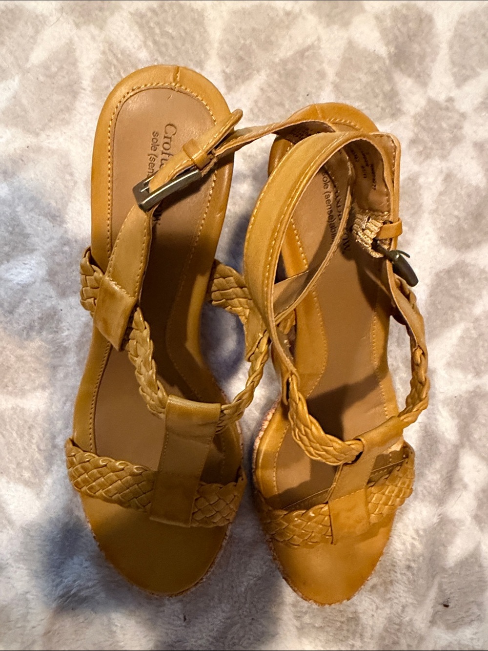 croft & barrow Tan Braided Wedge Sandals